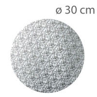 Podkład pod tort okrągły metaliczny SREBRNY - 30cm - Płaskie Brzegi