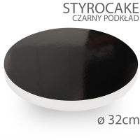 Okrągły podkład pod tort STYROCAKE - wys. 22mm - 32cm - CZARNY