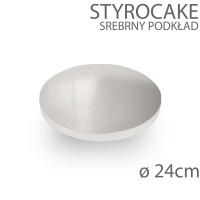 Okrągły podkład pod tort STYROCAKE - wys. 22mm - 24cm - SREBRNY