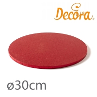 Podkład pod tort okrągły gruby czerwony - 30cm (gr 12mm)