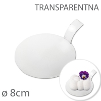 Okrągła podkładka pod monoporcje 8cm TRANSPARENTNA - z uchwytem