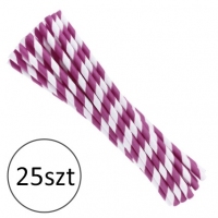 Śliwkowo-białe słomki 20cm papierowe - 25szt