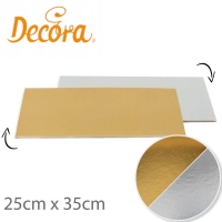 Podkładka cienka pod tort Prostokątna - Srebrna / Złota 25cm x 35cm