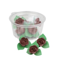 Róże angielskie małe z listkiem - zestaw brązowy 7+10