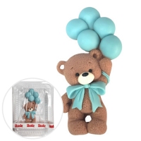 Figurka cukrowa - Miś z niebieskimi balonikami