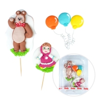 Figurki cukrowe Masza i Niedźwiedź – zestaw 3 baloniki