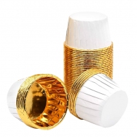 Papilotki papierowe metaliczne - biało złote 50szt