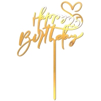 Topper - Happy Birthday z cyfrą - pisane (172LZ)