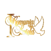 Topper na bok tortu - I Komunia Święta z gołąbkiem (258LZ)