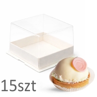 Opakowanie na jedną monoporcję - białe z pokrywką -  zestaw 15szt