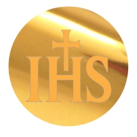 Topper na bok tortu - Kółko 6x6cm z dekorem "IHS" (274LZ)