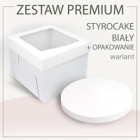 Premium zestaw – biały podkład StyroCake + opakowanie:
