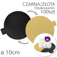 Podkładka cienka pod tort Okrągła dwustronna - Złota / Czarna śr. 10cm - 100szt