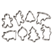 Foremki metalowe mix 8szt (dzwonek, bałwan, choinka, ludzik, delfin, świnka, królik, liść)