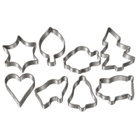 Foremki metalowe mix 8szt (ryba, liść, choinka, świnka, serce, słoń, dzwonek, gwiazda)