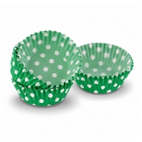 Papilotki do muffinek - zielone w białe kropki 5cm x 6,5cm x 3cm - 60szt