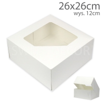 Opakowanie na tort z okienkiem 26x26x12 - jednoelementowe