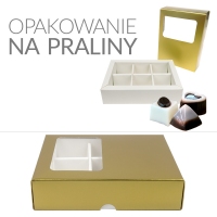 Pudełko z okienkiem na praliny - Złote Matowe