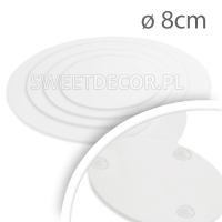 Podkład pod tort okrągły - biała pleksa 3mm - średnica 8cm