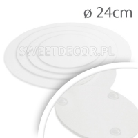 Podkład pod tort okrągły - biała pleksa 3mm - średnica 24cm