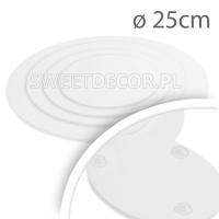 Podkład pod tort okrągły - biała pleksa 3mm - średnica 25cm