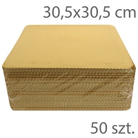 Podkłady pod tort GRUBE- 30,5 X 30,5 - Złote (50szt)