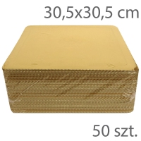 Podkłady pod tort GRUBE- 30,5 X 30,5 - Złote (50szt)