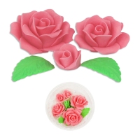 Kwiatuszki cukrowe - róże fantazja - zestaw różowa ciemna (5 szt)
