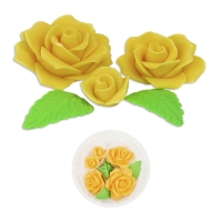 Kwiatuszki cukrowe - róże fantazja - zestaw żółty ciemny (5 szt)