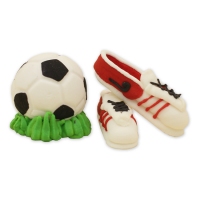 Figurka cukrowa - czerwone buty piłkarskie + piłka