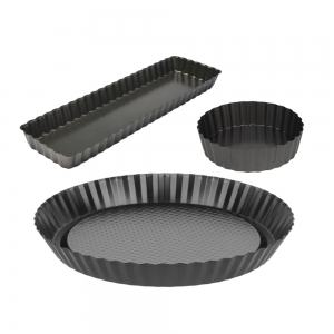 Komplet 3 form do pieczenia (prostokątna 35 cm, okrągła 12,5 cm, okragła 27,5 cm)