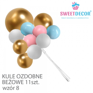 Kule dekoracyjne Pastelowe wzór 8 - 11szt