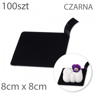 Kwadratowa podkładka pod monoporcje 8cm CZARNA - z uchwytem 100szt