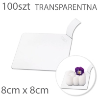 Kwadratowa podkładka pod monoporcje 8cm TRANSPARENTNA 100szt - z uchwytem