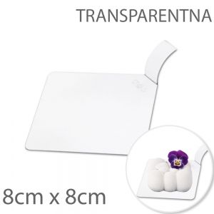 Kwadratowa podkładka pod monoporcje 8cm TRANSPARENTNA - z uchwytem