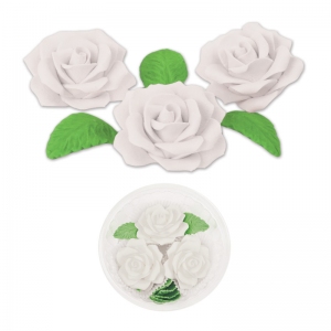 Kwiatuszki cukrowe - róże fantazja białe (3 szt)