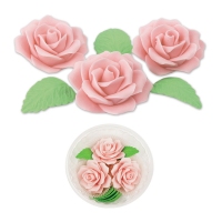 Kwiatuszki cukrowe - róże fantazja różowe jasne (3 szt)