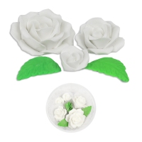 Kwiatuszki cukrowe - róże fantazja - zestaw biały (5 szt)