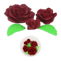 Kwiatuszki cukrowe - róże fantazja - zestaw bordowy (5 szt)