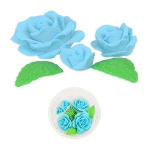 Kwiatuszki cukrowe - róże fantazja - zestaw niebieski (5 szt)