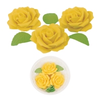 Kwiatuszki cukrowe - róże fantazja żółte ciemne (3 szt)