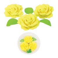 Kwiatuszki cukrowe - róże fantazja żółte jasne (3 szt)
