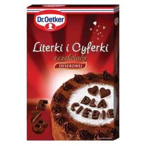 Literki i Cyferki z czekolady deserowej