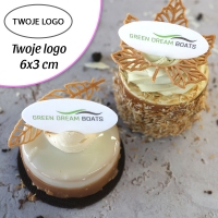 Logo elipsa 3x6cm na jadalnym papierze opłatkowym - test