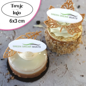 Logo elipsa 3x6cm na jadalnym papierze opłatkowym