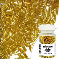 Makaroniki cukrowe błyszczące - antyczne złoto 15 mm - 40g
