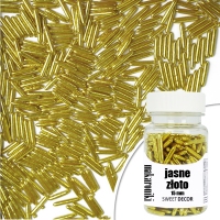 Makaroniki cukrowe błyszczące - jasne złoto 15 mm - 40g