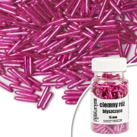 Makaroniki cukrowe błyszczące - różowe ciemne 15mm - 40g