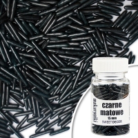 Makaroniki cukrowe matowe - perłowe czarne 15mm - 40g
