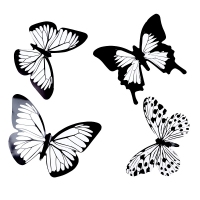 Motylki ozdobne czarno-przezroczyste 4szt wz.2